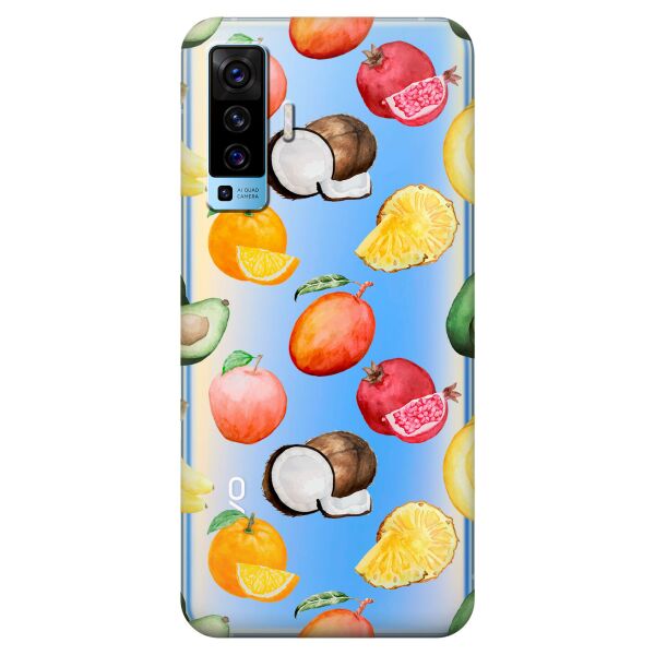 

Прозрачный силиконовый чехол iSwag для Vivo X50 с рисунком - Фрукты (KS8556)