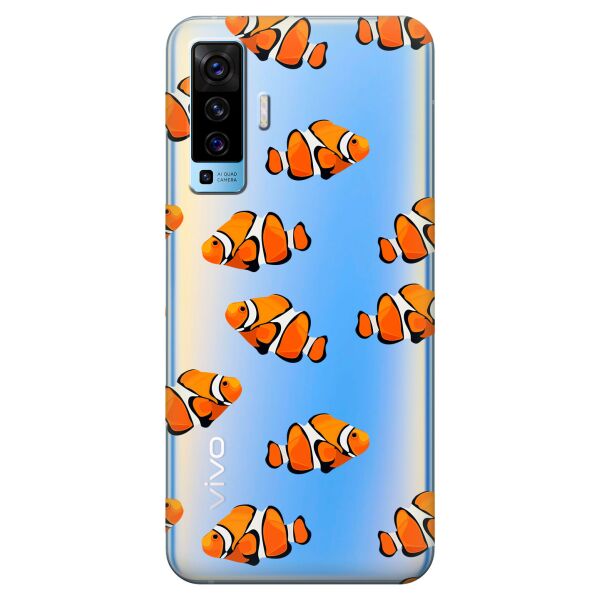 

Прозрачный силиконовый чехол iSwag для Vivo X50 с рисунком - Рыбки (KS8566)