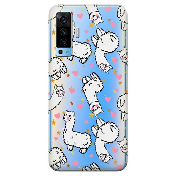 

Прозрачный силиконовый чехол iSwag для Vivo X50 с рисунком - Ламы (KS8572)