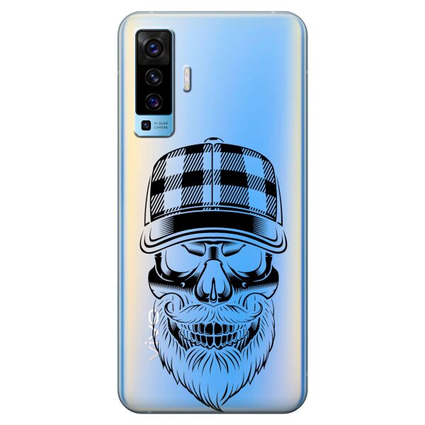 

Прозрачный силиконовый чехол iSwag для Vivo X50 с рисунком - Бородатый череп (KS8576)