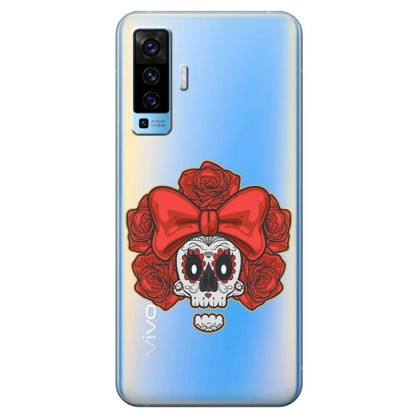 

Прозрачный силиконовый чехол iSwag для Vivo X50 с рисунком - Готический череп (KS8579)