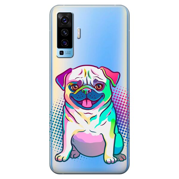 

Прозрачный силиконовый чехол iSwag для Vivo X50 с рисунком - Мопс (KS8585)
