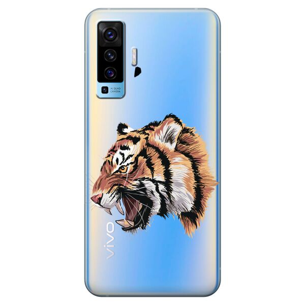 

Прозрачный силиконовый чехол iSwag для Vivo X50 с рисунком - Тигр (KS8588)