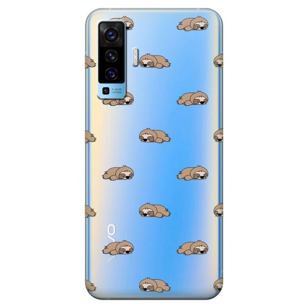 

Прозрачный силиконовый чехол iSwag для Vivo X50 с рисунком - Спящие ленивцы (KS8591)