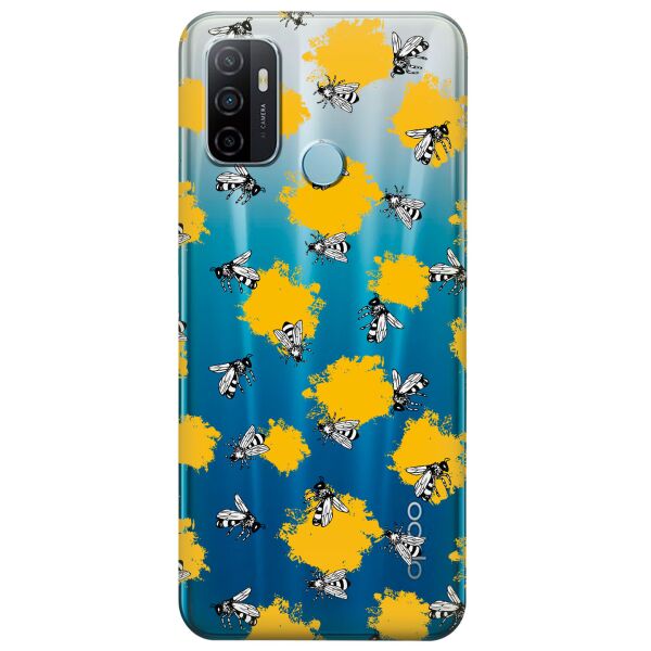 

Прозрачный силиконовый чехол iSwag для OPPO A53 с рисунком - Пчелы (KS8702)