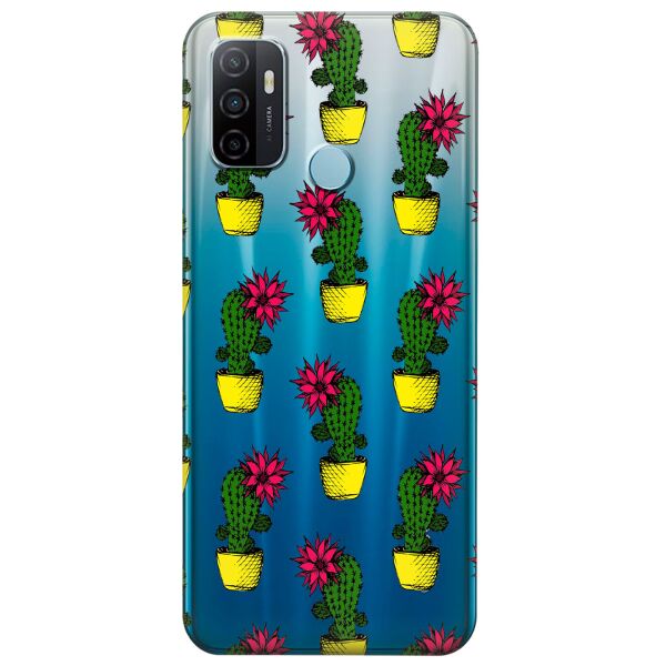 

Прозрачный силиконовый чехол iSwag для OPPO A53 с рисунком - Кактусы (KS8703)