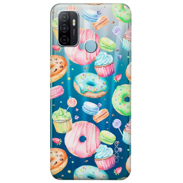 

Прозрачный силиконовый чехол iSwag для OPPO A53 с рисунком - Пончики (KS8705)
