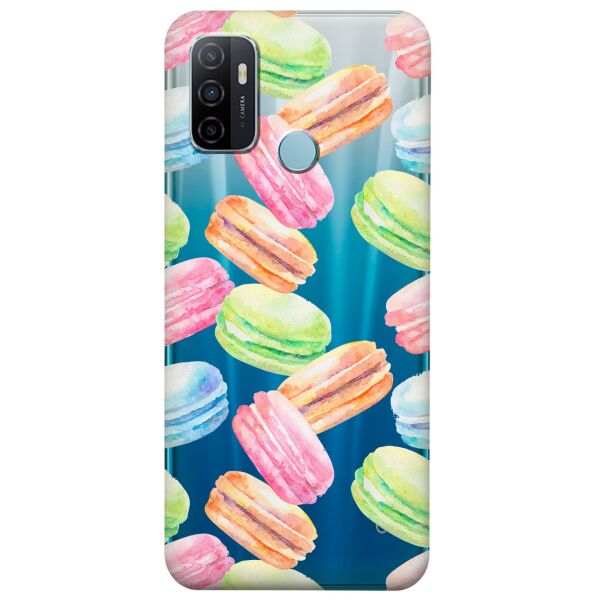 

Прозрачный силиконовый чехол iSwag для OPPO A53 с рисунком - Французские печенья (KS8707)