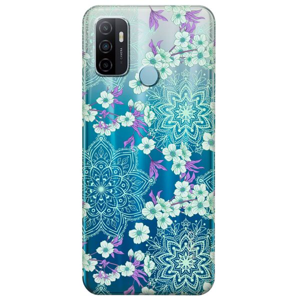 

Прозрачный силиконовый чехол iSwag для OPPO A53 с рисунком - Цветочная мандала (KS8712)