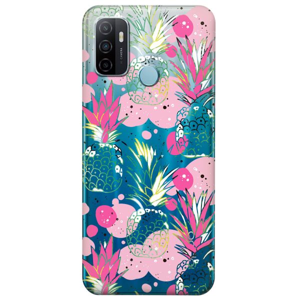 

Прозрачный силиконовый чехол iSwag для OPPO A53 с рисунком - Ананасы (KS8715)