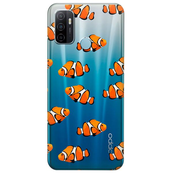 

Прозрачный силиконовый чехол iSwag для OPPO A53 с рисунком - Рыбки (KS8716)