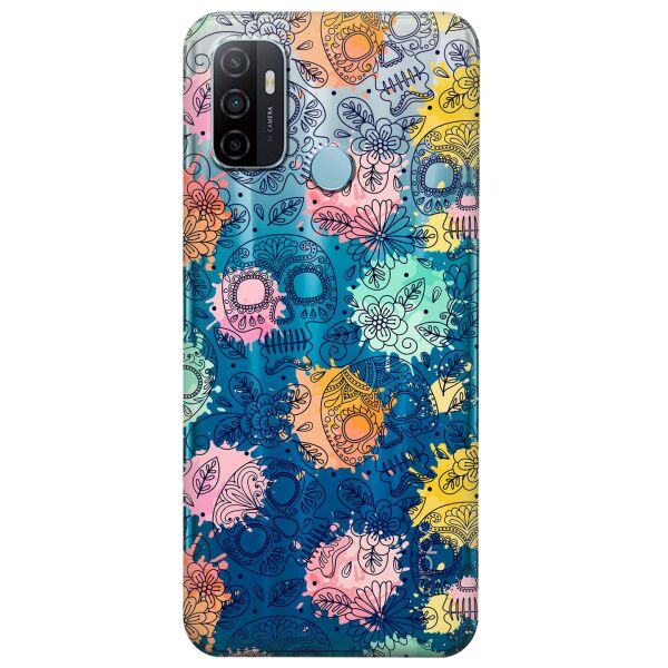 

Прозрачный силиконовый чехол iSwag для OPPO A53 с рисунком - Красочные черепа (KS8721)