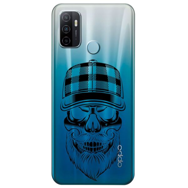 

Прозрачный силиконовый чехол iSwag для OPPO A53 с рисунком - Бородатый череп (KS8726)