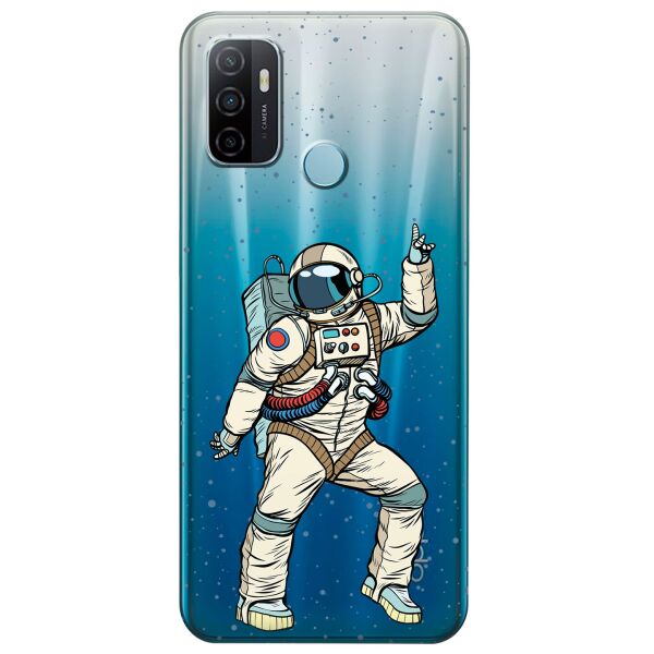 

Прозрачный силиконовый чехол iSwag для OPPO A53 с рисунком - Веселый космонавт (KS8727)