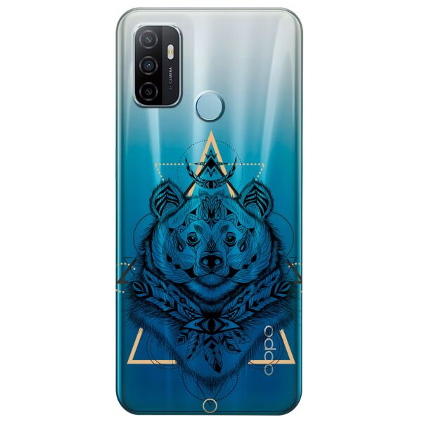 

Прозрачный силиконовый чехол iSwag для OPPO A53 с рисунком - Медведь индеец (KS8734)