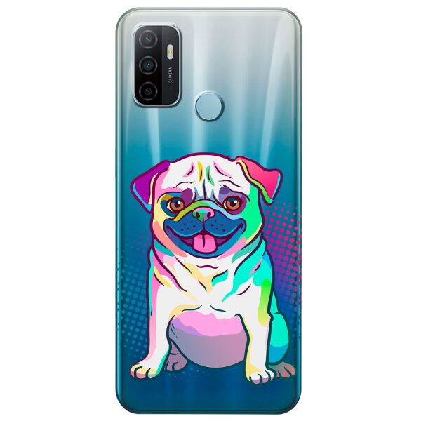 

Прозрачный силиконовый чехол iSwag для OPPO A53 с рисунком - Мопс (KS8735)