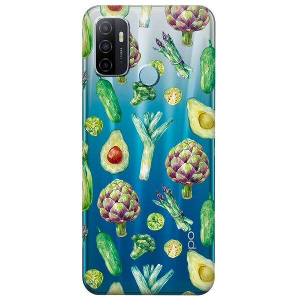 

Прозрачный силиконовый чехол iSwag для OPPO A53 с рисунком - Полезная еда (KS8736)