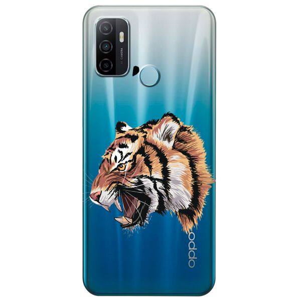 

Прозрачный силиконовый чехол iSwag для OPPO A53 с рисунком - Тигр (KS8738)