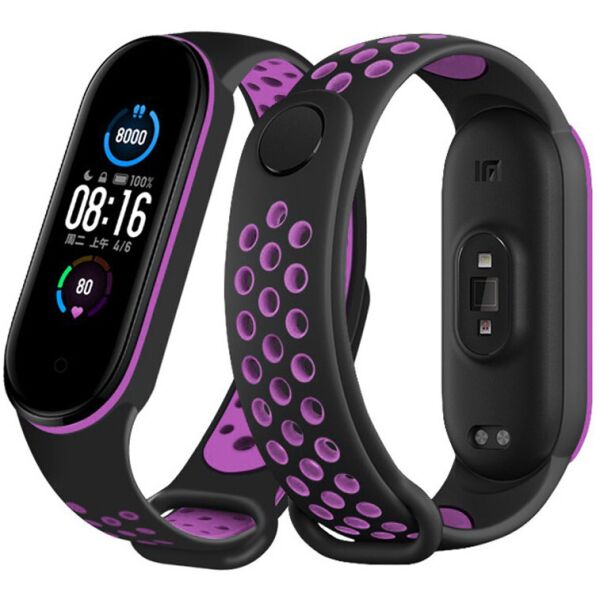 

Ремешок Double Color Strap для Xiaomi Mi Band 3 / 4 Black-purple