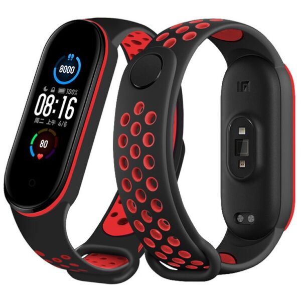 

Ремешок Double Color Strap для Xiaomi Mi Band 3 / 4 Black-red