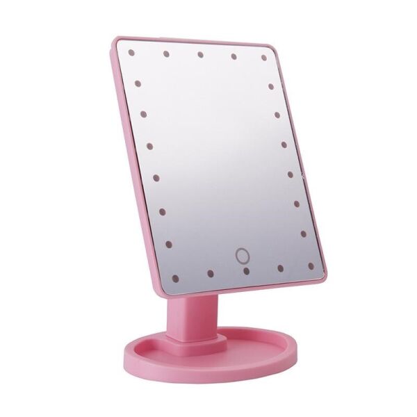 

Настольное косметическое зеркало для макияжа large led mirror розовое (mg04)