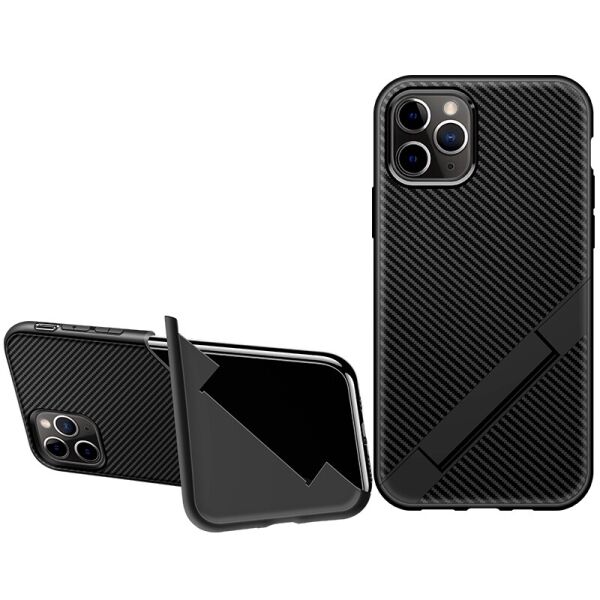 

Противоударный Защитный Термополиуретановый Чехол - Накладка Epik Magic Folding series для Apple iPhone 11 Pro Max (6.5'') с Функцией Подставки / Ребристый / Черный
