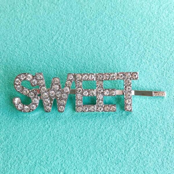 

Заколка-невидимка из серебристого металла со словом SWEET Zhimly Серебристый