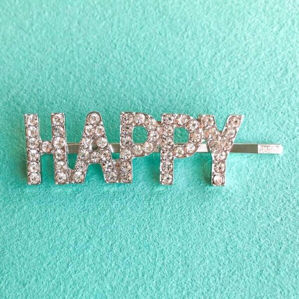 

Заколка-невидимка из серебристого металла со словом HAPPY Zhimly Серебристый