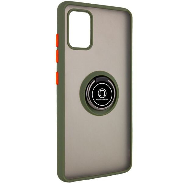 

Противоударный Защитный Термополиуретановый Чехол - Накладка с Магнитным Кольцом - Держателем Deen ColorEdgingRing для Samsung Galaxy A31 Поликарбонатный / с Функцией Подставки / Матовый / Оливковый