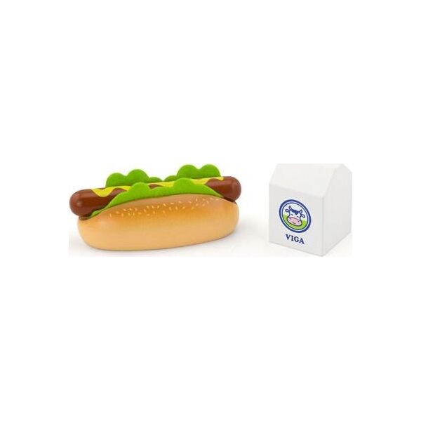 

Игрушечные продукты Viga Toys Деревянные хот-дог и молоко (51601)