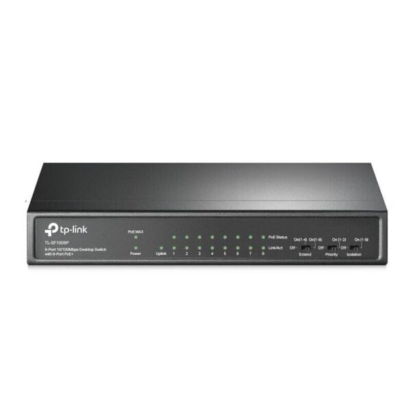 

Коммутатор TP-LINK TL-SF1009P 9x1FE/8xPoE 65W, Неуправляемый, Настольный (TL-SF1009P)