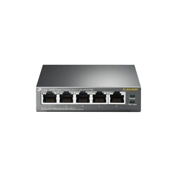 

Коммутатор TP-LINK TL-SG1005P 5x1GE/4xPoE 56W, Неуправляемый, Настольный (TL-SG1005P)