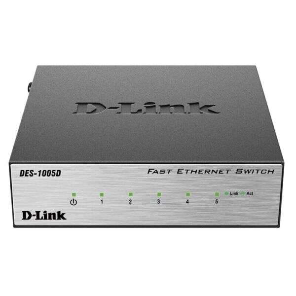 

Коммутатор D-Link DES-1005D 5xFE, Desktop металл, Неуправляемый (DES-1005D)