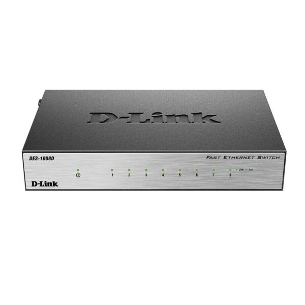 

Коммутатор D-Link DES-1008D 8xFE, Desktop металл, Неуправляемый (DES-1008D)