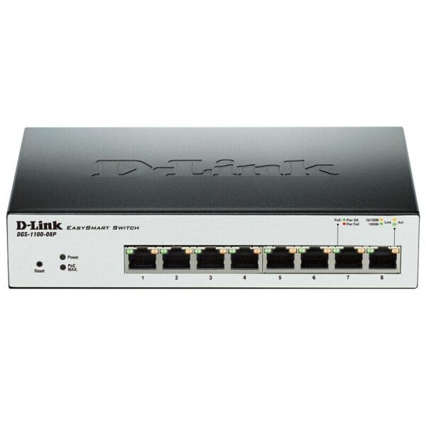 

Коммутатор D-Link DGS-1100-08P 8port 1GE PoE, EasySmart (DGS-1100-08P)