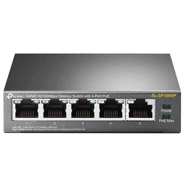 

Коммутатор TP-LINK TL-SF1005P 5xFE/4xPoE 56W, Неуправляемый, Настольный (TL-SF1005P)