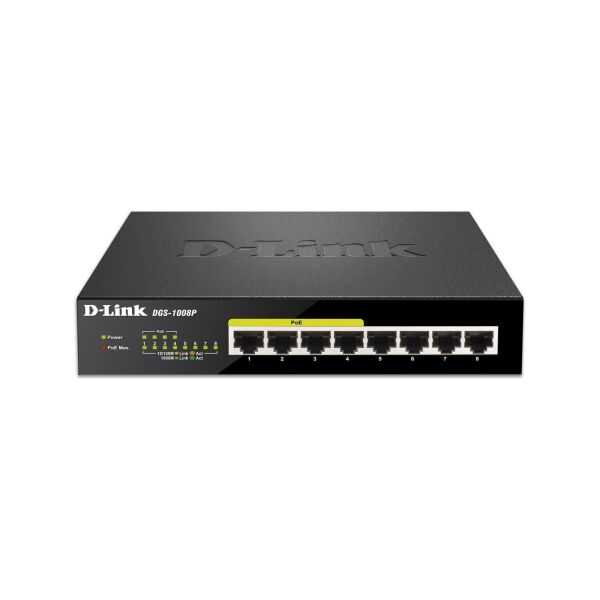 

Коммутатор D-Link DGS-1008P, 8xGE (4xGE PoE, 4xGE), 68W, Неуправляемый (DGS-1008P)
