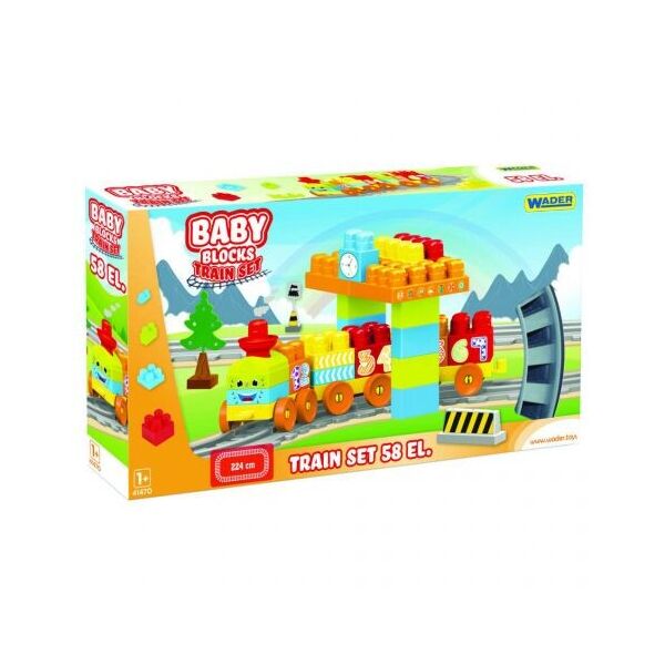 

Baby Blocks Мои первые кубики Железная дорога 2,24м 58 деталей 41470