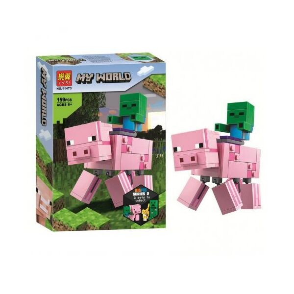 

Конструктор пластиковый My World Minecraft Свинья и малыш-зомби 159 дет 11473
