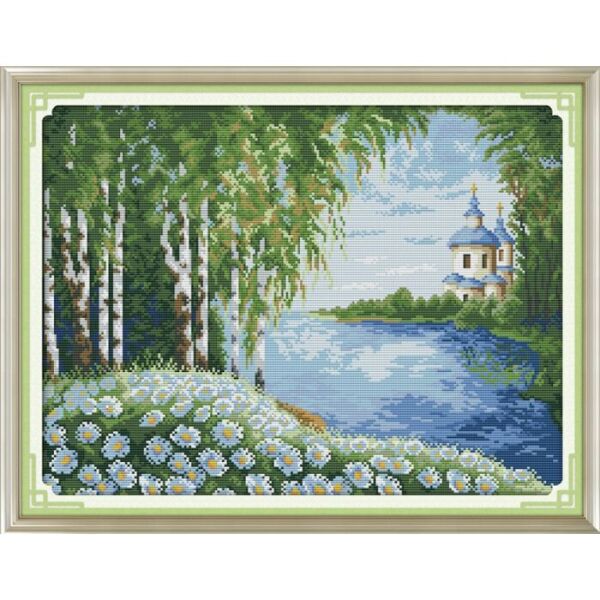 

Вышивка крестиком "Уютная церковь" 61х48см (F383)