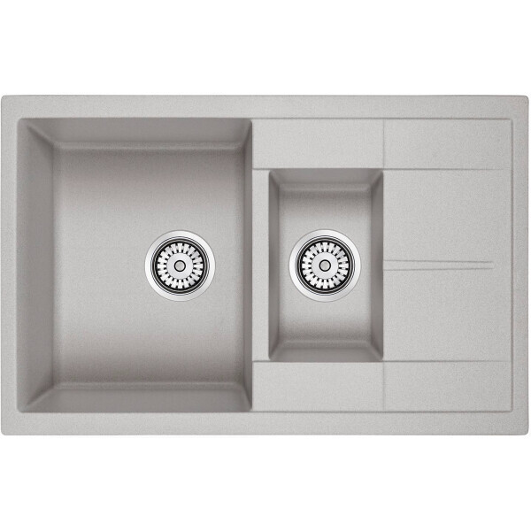 

Кухонная мойка AQUAMARIN ISLA 780-50 GRAY Серый+Сифон (двойной)