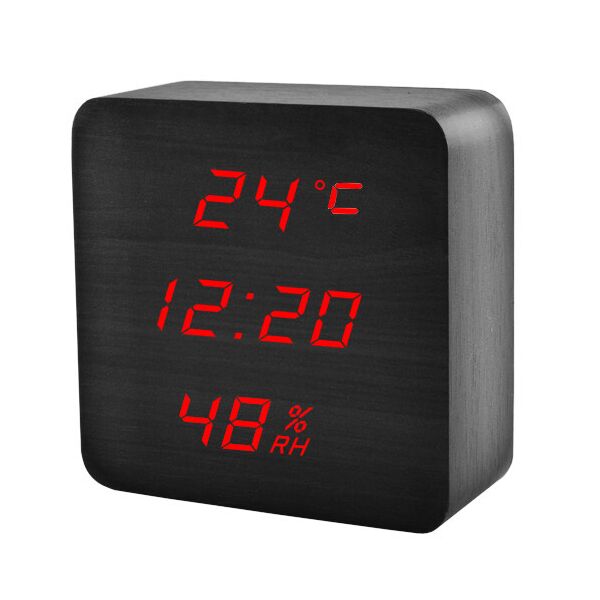 

Часы VST-872S-1, красные, температура, влажность, дата, будильник.