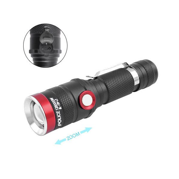 

Фонарь Police 739-L2, ЗУ micro USB, 1х18650, zoom, зажим, Box