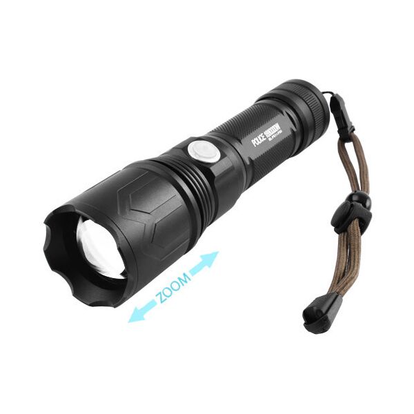 

Фонарь Police P511-P50, ЗУ microUSB, 1x18650/3xAAA, zoom, индикация заряда, ремешок, Box