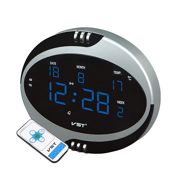 

Часы сетевые VST-770Т-5 синие, температура, пульт Д/У, 220V