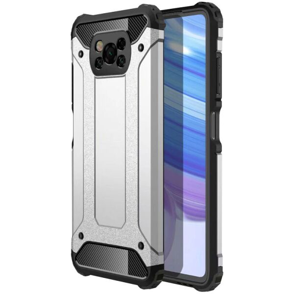 

Бронированный противоударный TPU+PC чехол Immortal для Xiaomi Poco X3 NFC (Серебряный) (1097161)