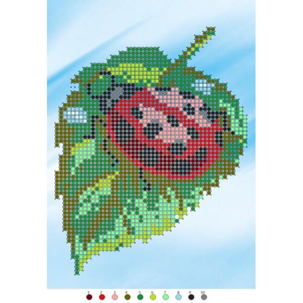 

Б519 Б519 БОЖЬЯ КОРОВКА НА ЛИСТКЕ Набор на ткани для вышивания бисером