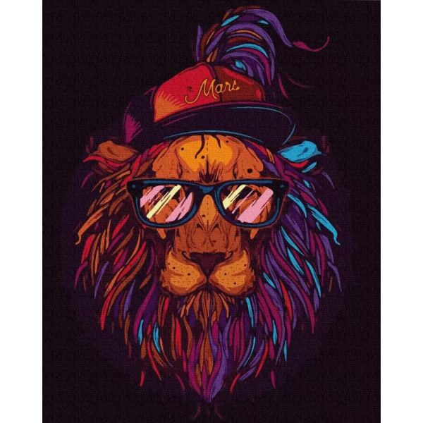 

Картина по номерам. Rainbow Art Лев-хипстер GX35863-RA