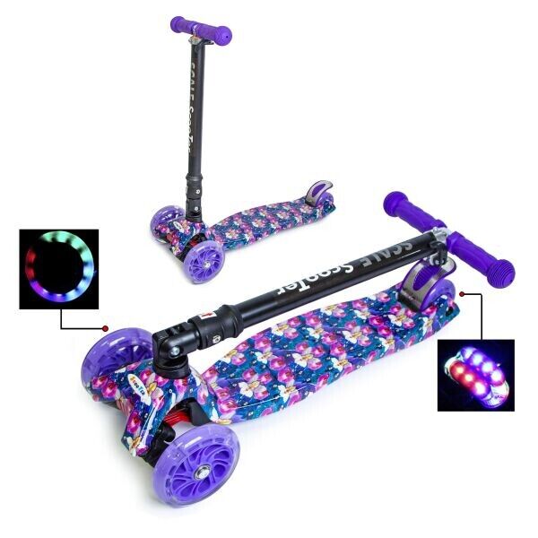 

Детский Трехколесный самокат Scooter MAXI PRINT Складаная ручка Орхидея (sc228)