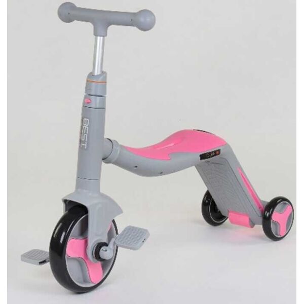 

Самокат 3в1 JT 90601 (1) Best Scooter, самокат-велобег-велосипед, свет, 8 мелодий, колёса PU, переднее колесо d=20см, задние d=11см